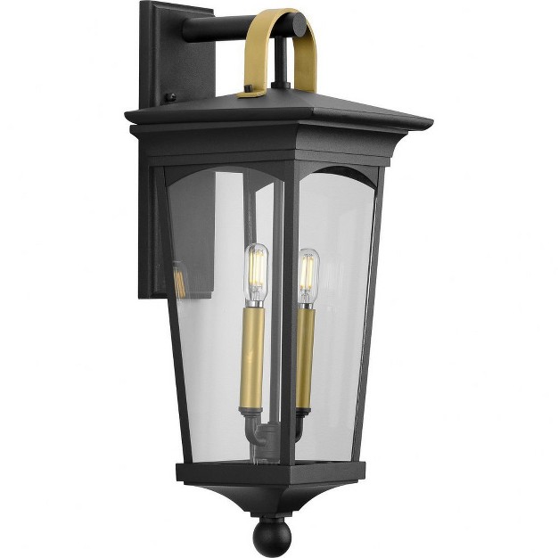 Progress Lighting Chatsworth 2 light Outdoor Wall Lantern In Black With Clear Glass Panels