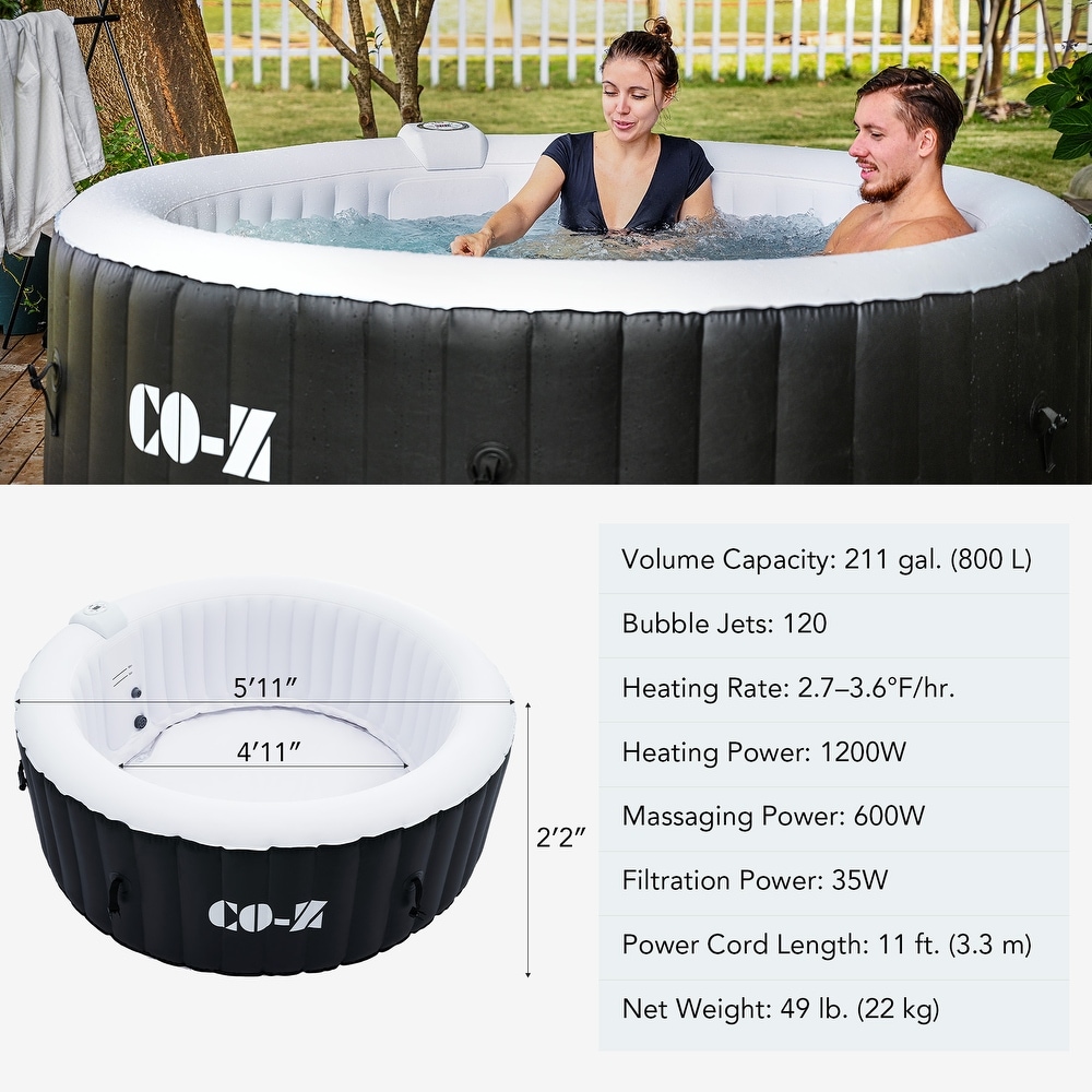 CO Z Round Inflatable Hot Tub  4 Person Blow Up Portable Hot Tub