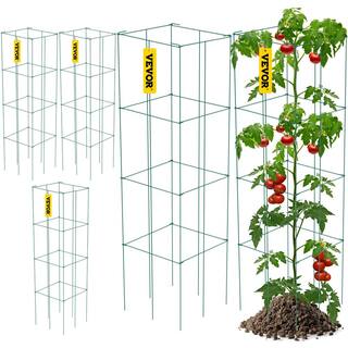 VEVOR 11.8 in. x 11.8 in. x 46.1 in. Tomato Cages Square Plant Support Cages Green Steel Tomato Towers for Plants (5-Pack) FXKZDFQZZ1246RX5PV0