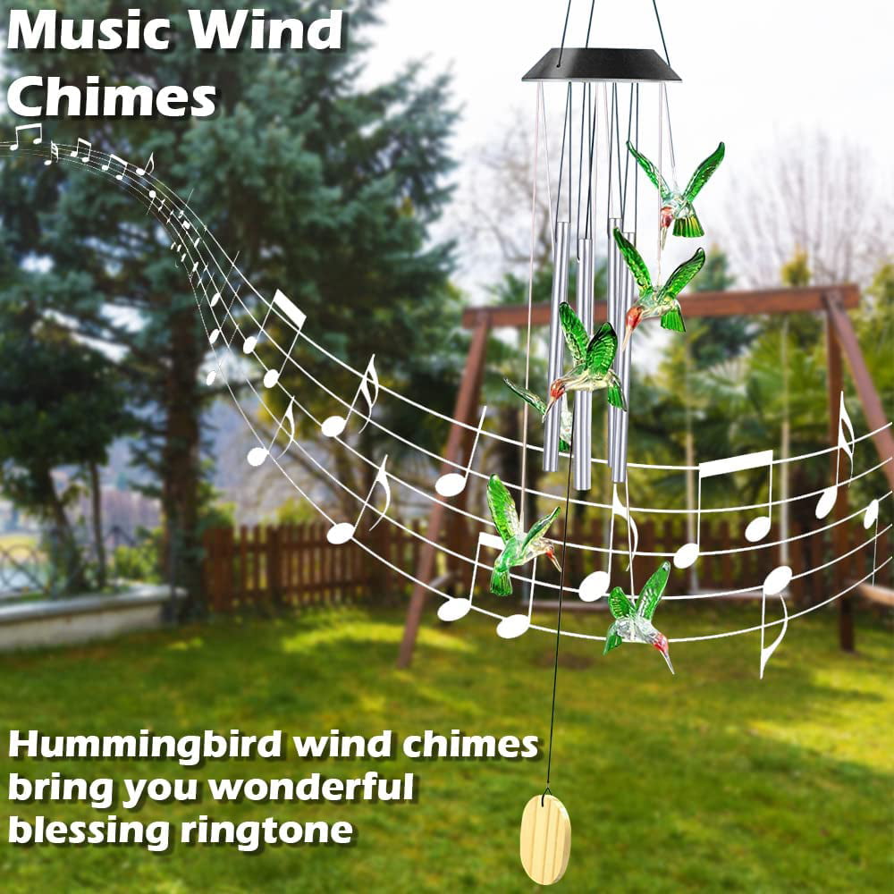 Fangsheng Solar Hummingbird Wind Chimes for Outside， 24