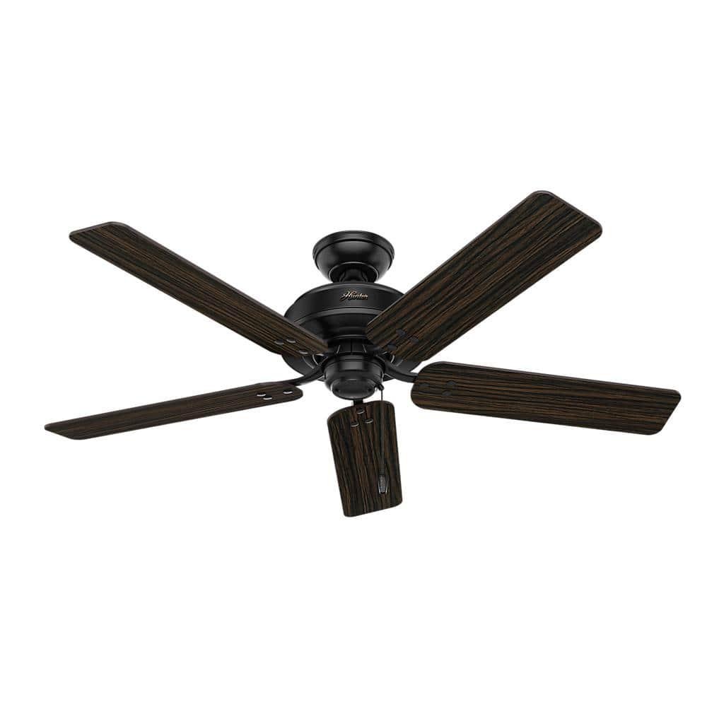 Hunter Port Isabel 52 in LED IndoorOutdoor Matte Black Ceiling Fan with Light Kit