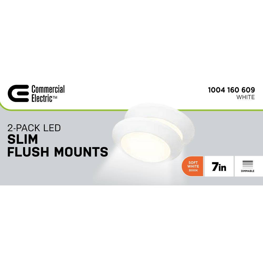 Commercial Electric 7 in. White LED Flush Mount (2-Pack) JVJ3011L-8WHT