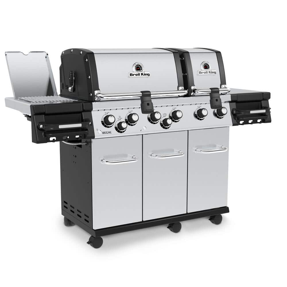 Broil King Regal S 690 PRO IR 6-Burner Propane Gas Grill in Stainless Steel with Infrared Side Burner and Rear Rotisserie Burner 957944