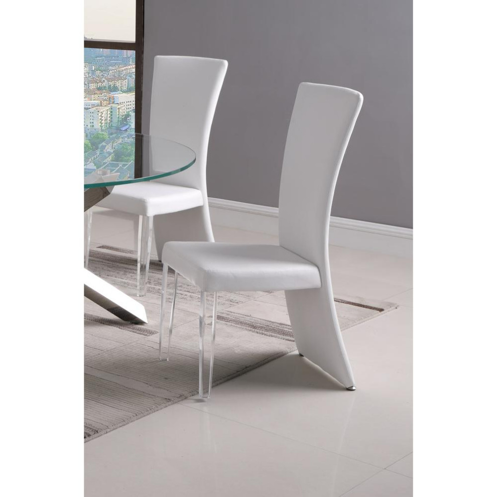 Curved High Back Side Chair With Solid Acrylic Legs   Contemporary   Dining Chairs   by VirVentures  Houzz