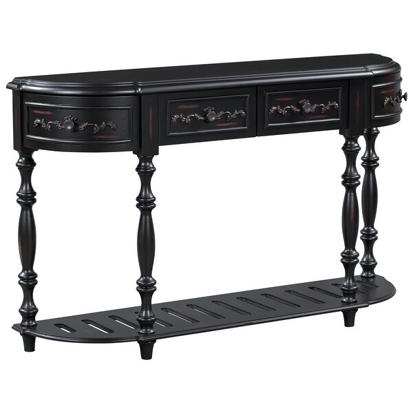 Black Modern Curved Console Table Wood Entryway Table