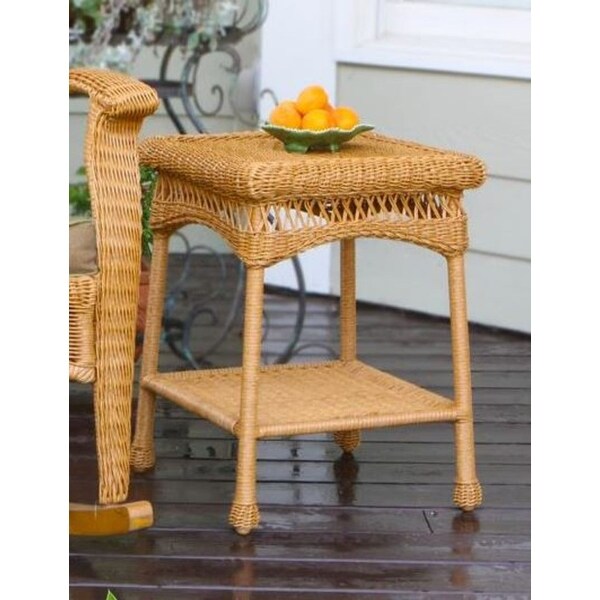 Portside Southwest Amber Square Outdoor Wicker Side Table