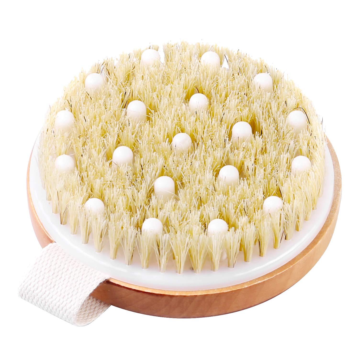 Dry Brushing Body Brush Bath Brush  Natural Bristle Gentle Exfoliating For Softergentle Massage Nodes For Treatment and Improves Lymphatic Functions， St