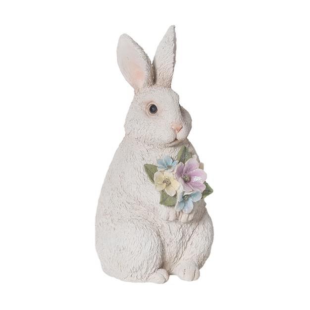 Transpac Resin 11 5 In Gray Easter Light Up Bunny With Flowers