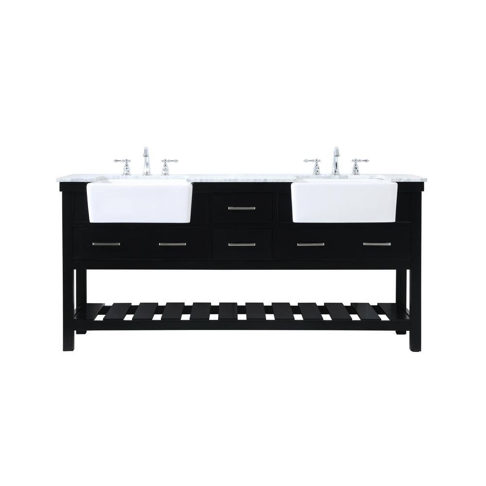 Timeless Home 22 in. W x 72 in. D x 34.125 in. H Bath Vanity in Black with Carrara White Marble Top TH120344DBK