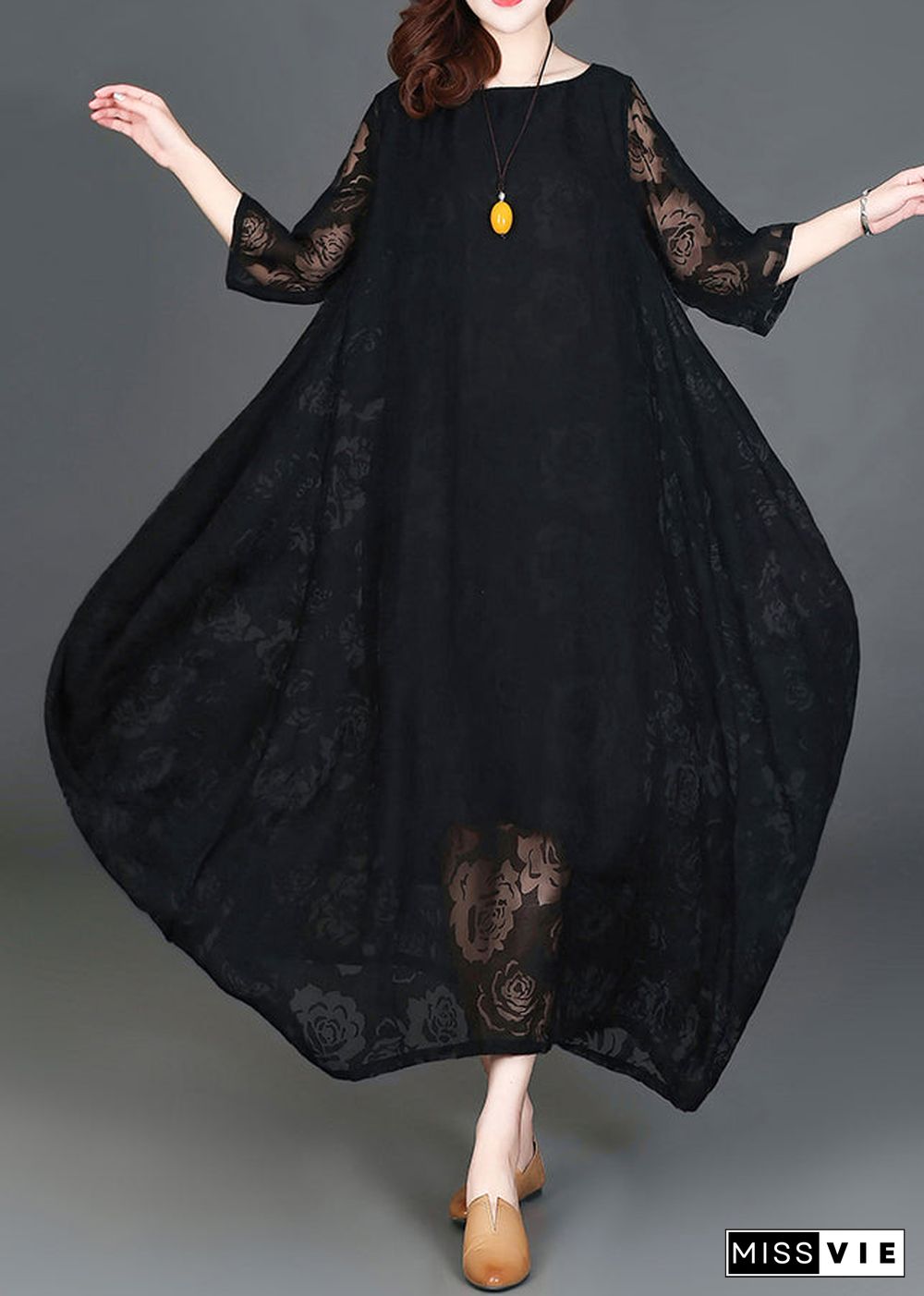 Casual Black Loose Cozy Long Dresses Summer