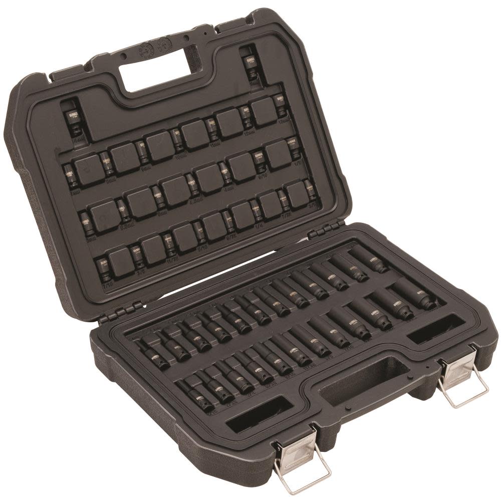 48 Piece 1/4 in Drive Combination Impact Socket Set 6 PT ;