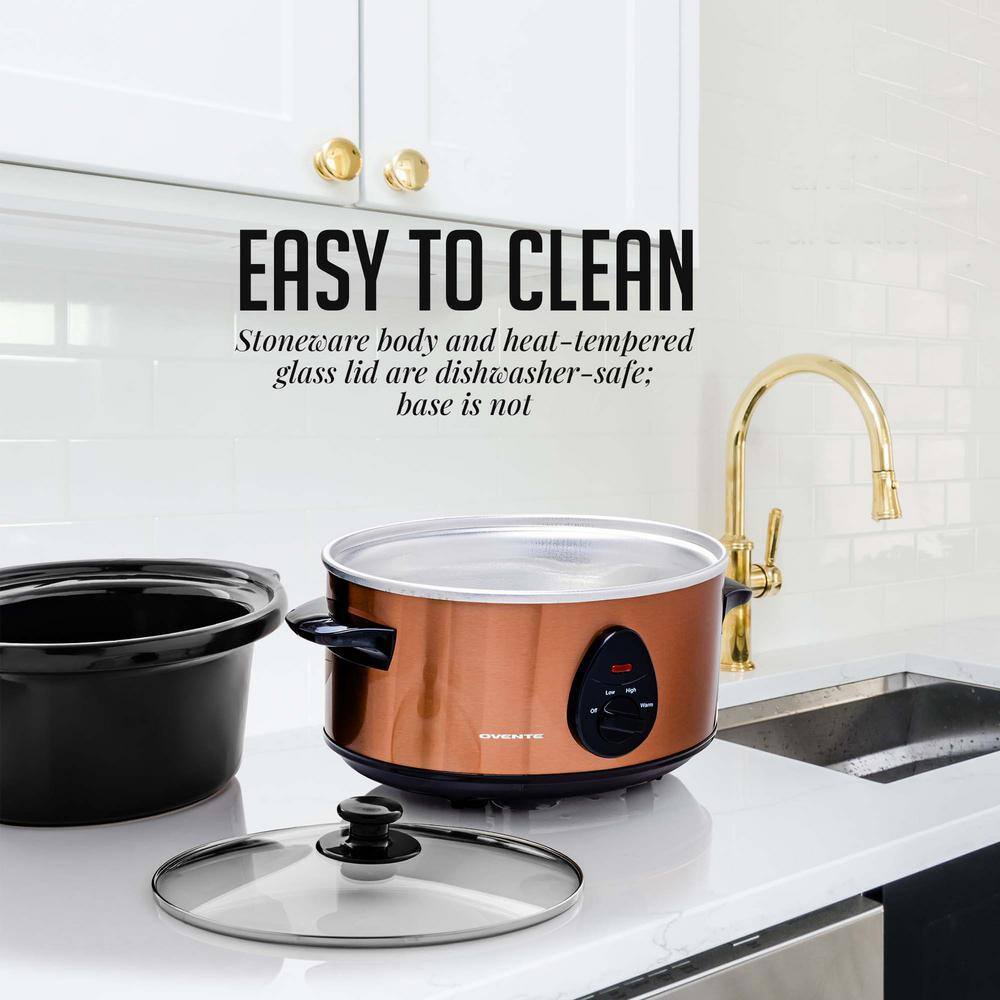 OVENTE SLO35ACO1 3.7 qt. Copper Electric Slow Cooker with 3 Temperature Settings SLO35ACO1