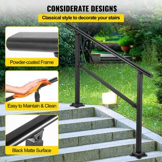 VEVOR Outdoor Stair Railing Fits for 3 to 4 Steps Transitional Wrought Iron Handrail Adjustable Exterior Stair Railing AQFSYCGTYSW36AQYRV0