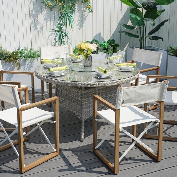 Modern Aluminum 7Piece Outdoor Rattan Dining Set