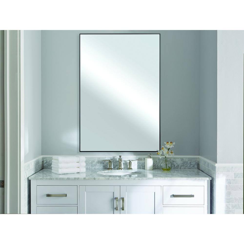 Home Decorators Collection 26 in. W x 38 in. H Framed Rectangular Bathroom Vanity Mirror in Black HDE00310