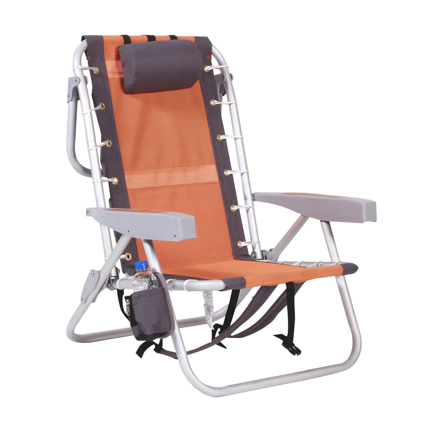 Lay Flat Ultimate 5 position Aluminum Folding Backpack Beach Chair for Adults with Integrated Cooler Pouch and Backpack Straps