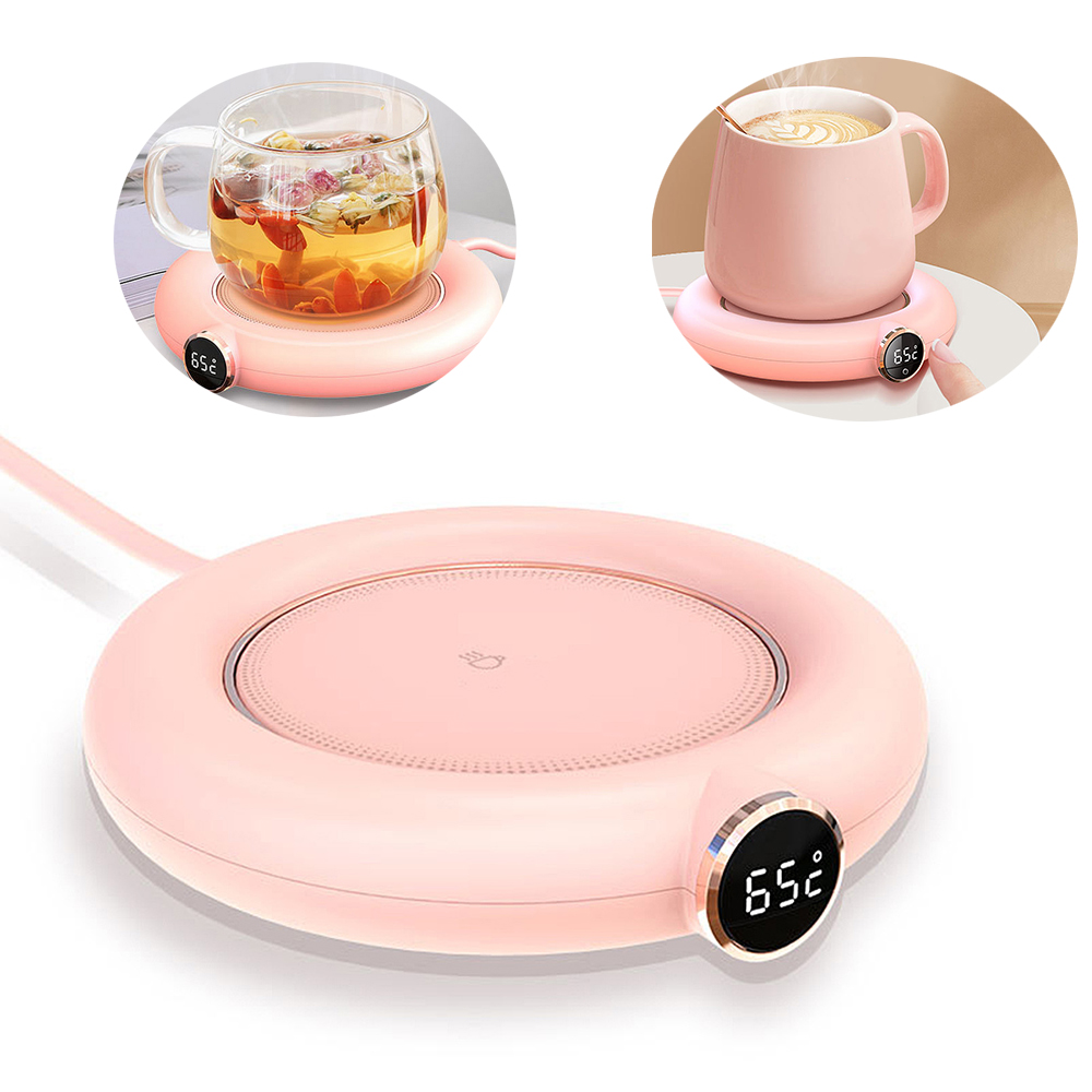 Thermostat 55-75 Degrees Warm Cup Heating Mug with Cover Spoon Heating Milk Coffee Cup Warmer Household