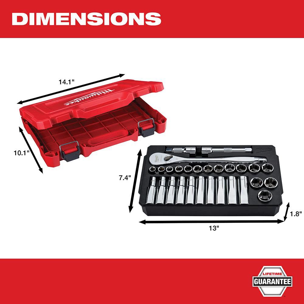 MW 28 pc. 1/2 in. Socket Wrench Set (Metric) 48-22-9510 from MW