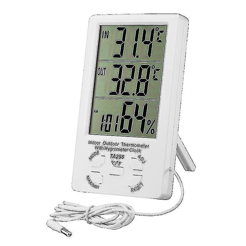 Indoor Outdoor Thermometer， Digital Hygrometer Thermometer， Lcd Thermo-hygrometer With Clock， Min /