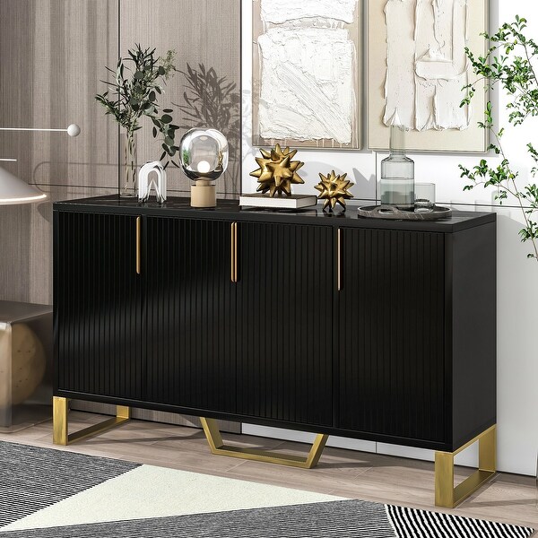 sideboard with Four Doors Metal Legs and Adjustable Shelves