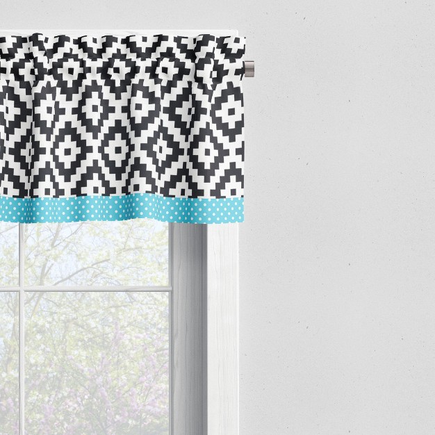 Bacati Love Black turquoise Window Valance