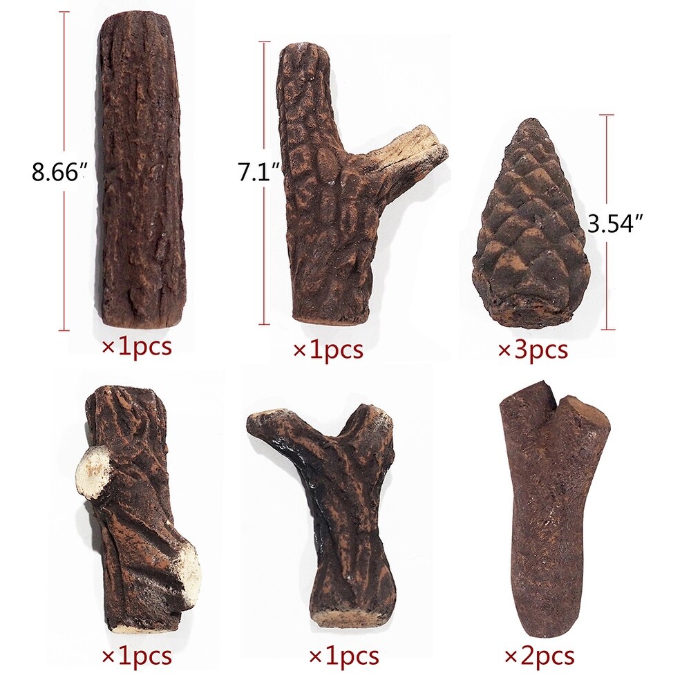 9 Pcs Ceramic Wood Fire Pit Logs for Indoor or Outdoor