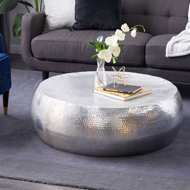 Contemporary Aluminum Coffee Table Silver Olivia amp May