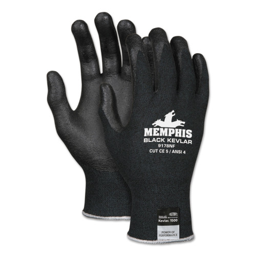 MCR Safety Kevlar Gloves 9178NF， Kevlar/Nitrile Foam， Black， X-Large (9178NFXL)