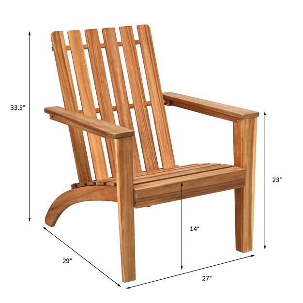 Costway 4pcs Outdoor Wooden Adirondack Chair Patio Lounge Chair W Armrest Natural