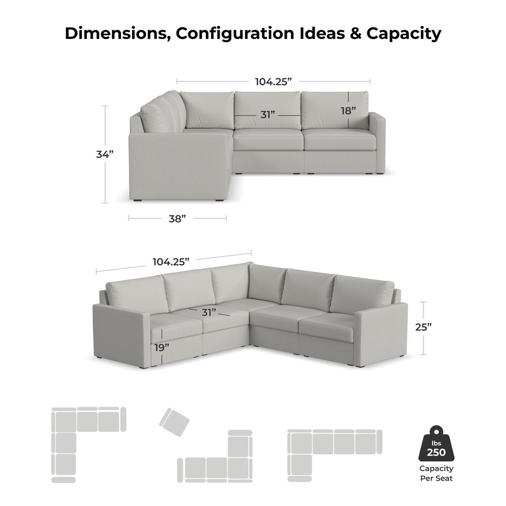 Flex 5 Seat Modular Sectional with Standard Arms by Flexsteel   103\