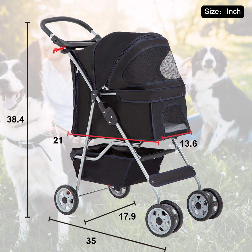 BestPet Folding Pet Stroller， Black， 39