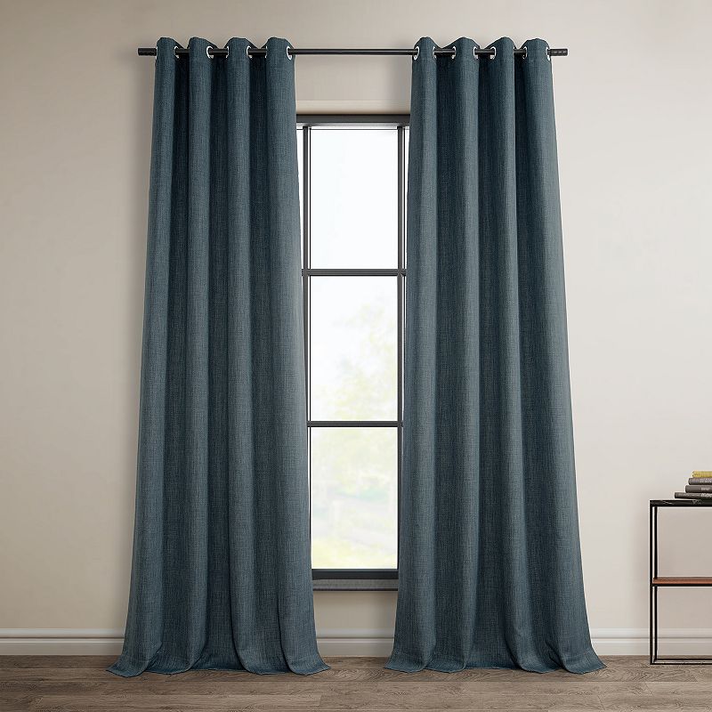 EFF Faux Linen Grommet Room Darkening Window Curtain