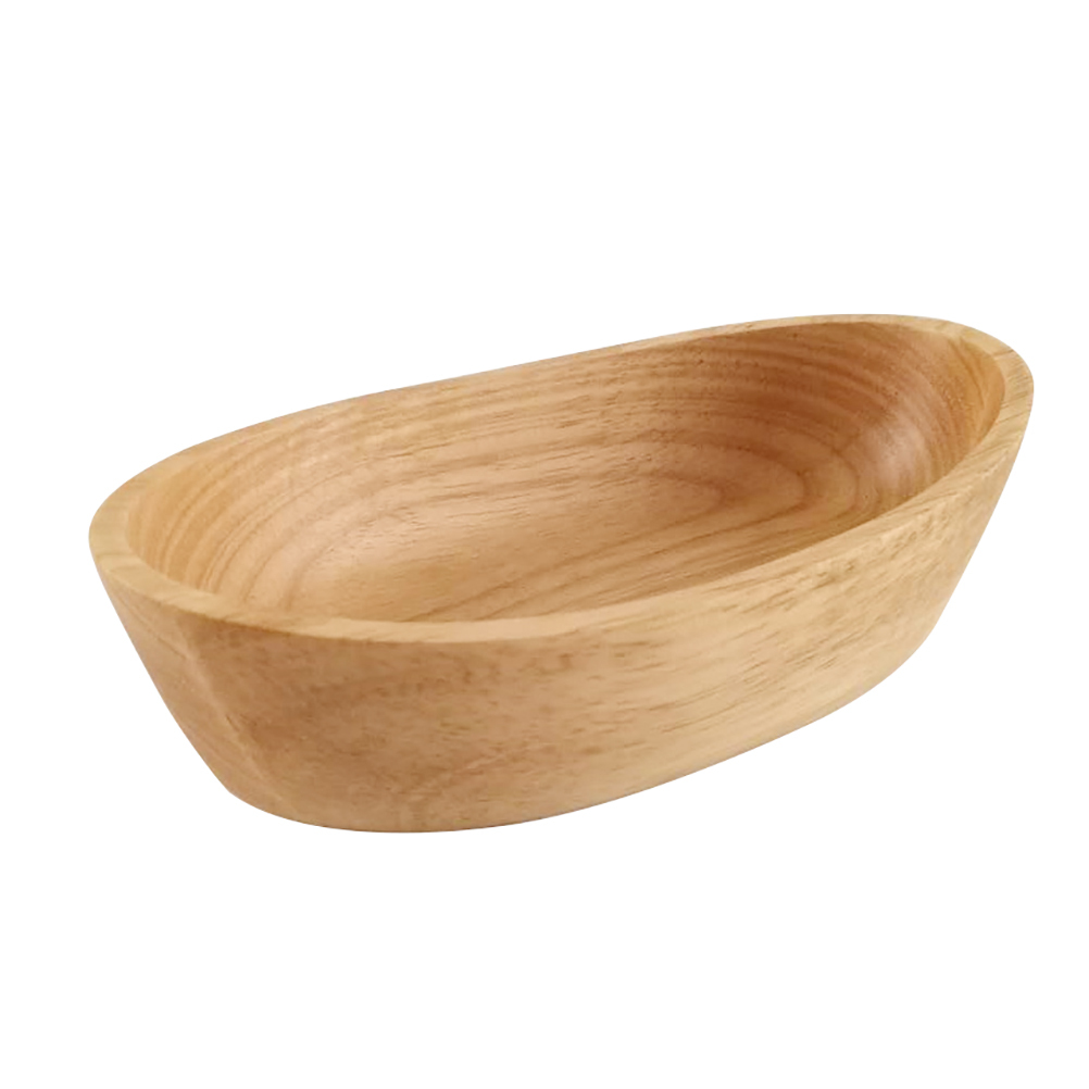 Abenow Boat Shaped Wood Deep Serving Bowl Dish Fruit Candy Snacks Container Wooden Salad Bowl