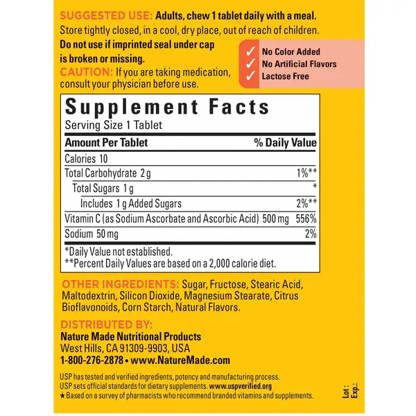 Nature Made 150-Count 500 mg Chewable Vitamin C Tablets