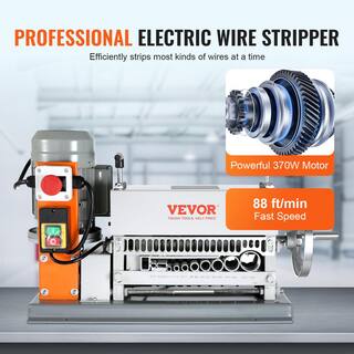 VEVOR Automatic Wire Stripping Machine 0.06in. to 1.42in. Electric Cable Stripper Peeler 370W 11 Channels for Copper Recycling B370W111538MM5NQ6V1