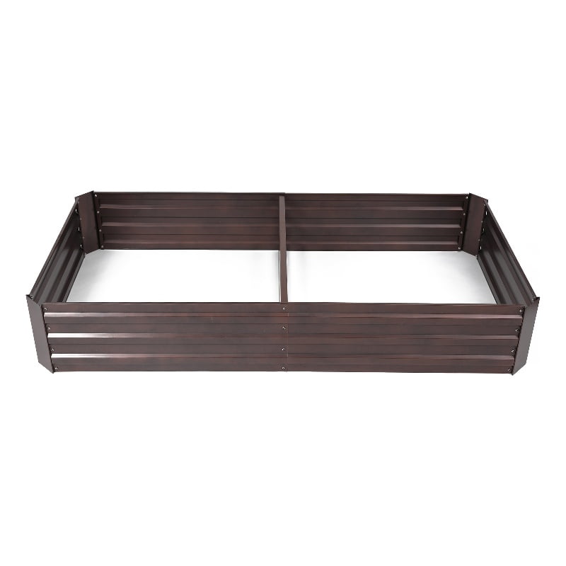 LuxenHome Brown Metal Rectangular 6x3ft Raised Garden Bed