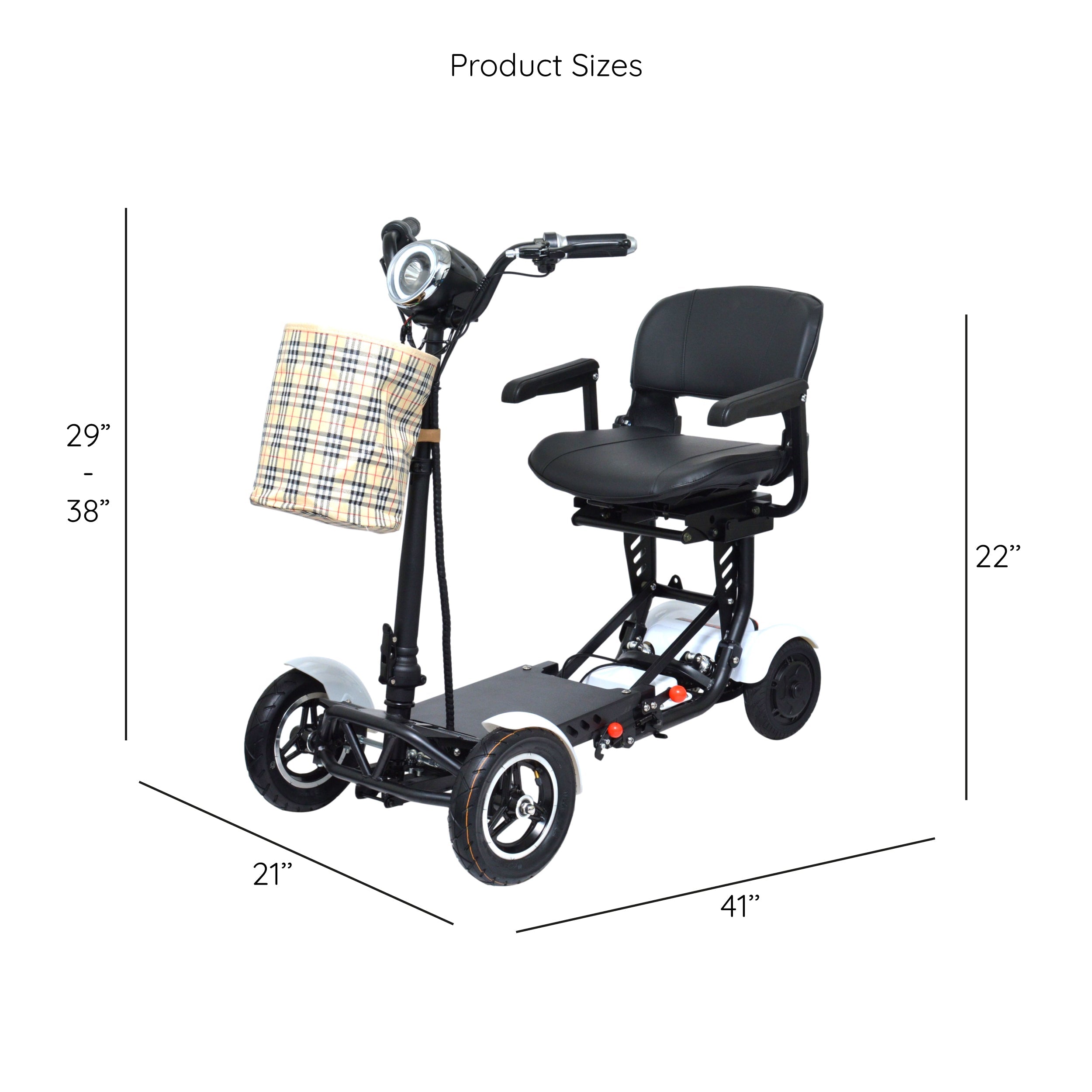 Foldable Mobility Scooter, 4 Wheels Motorized Lightweight, 300 lb Capacity