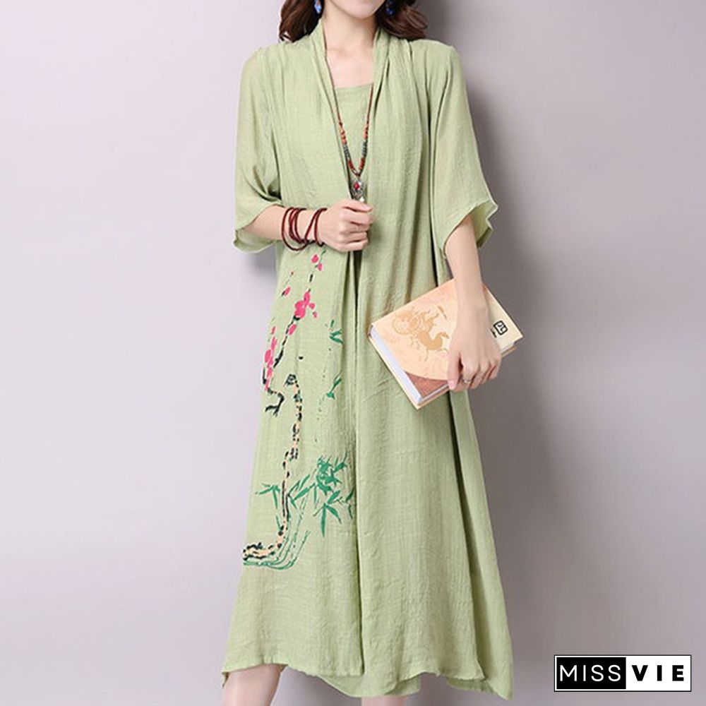 Spring Summer Women's Dress Plus Size Vintage Casual Fashion Half Sleeve Office Elegant One Piece Ladies Fashion Dresses