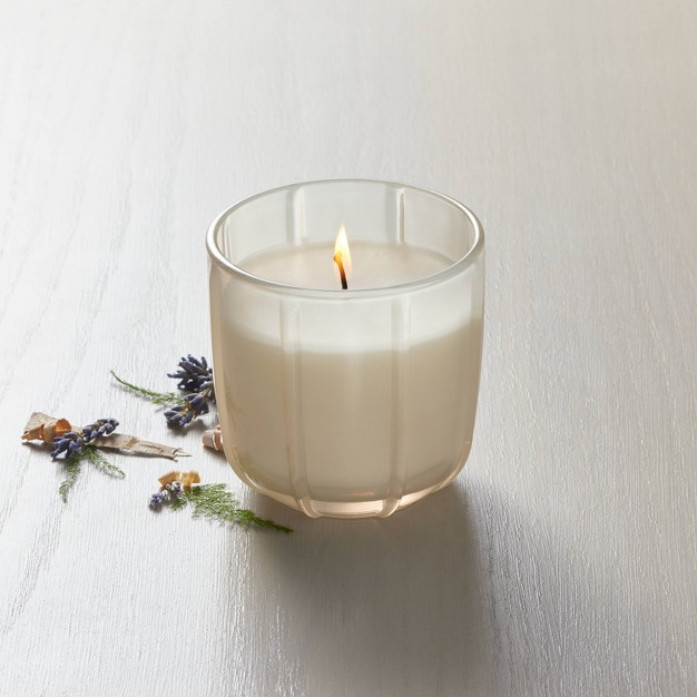 Tinted Glass Lavender amp Birch Ribbed Jar Candle Light Gray With Magnolia