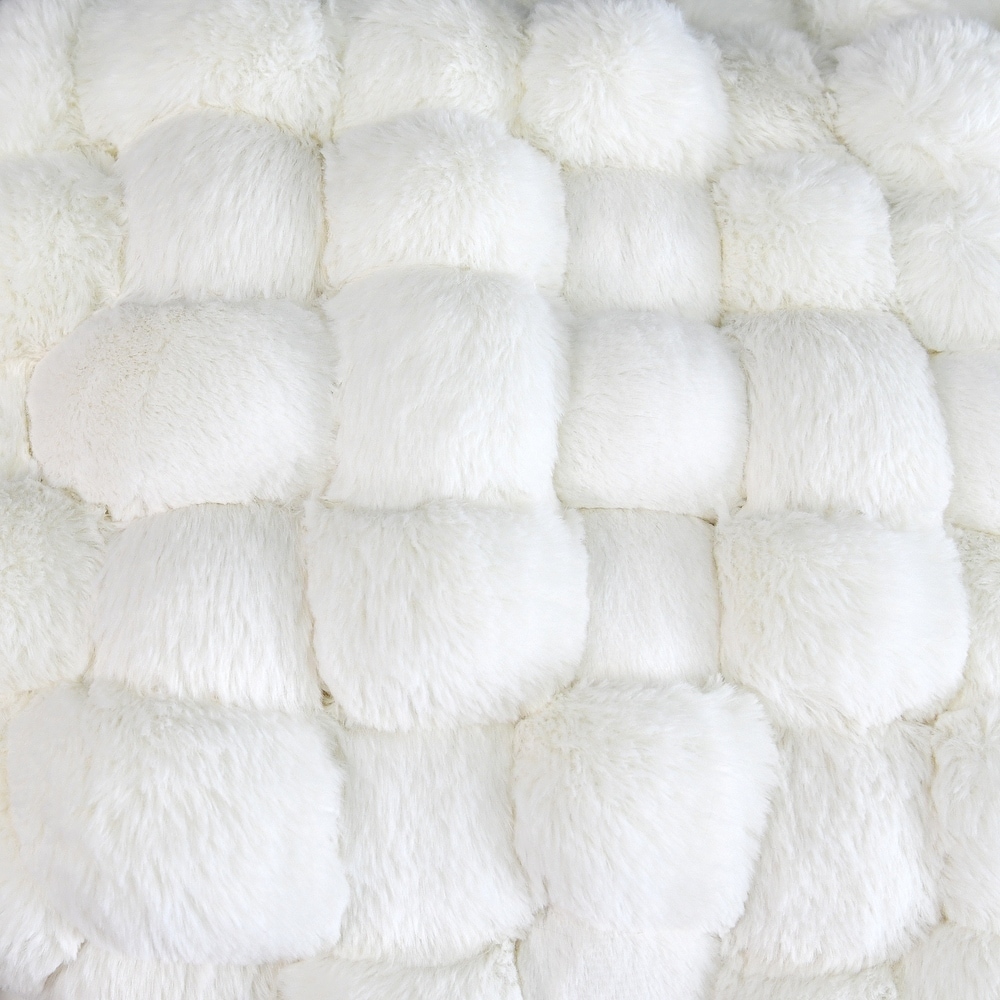 Soft Fauxfur Pouf Stool Ottoman Fuzzy Entryway Bench Seat 27\