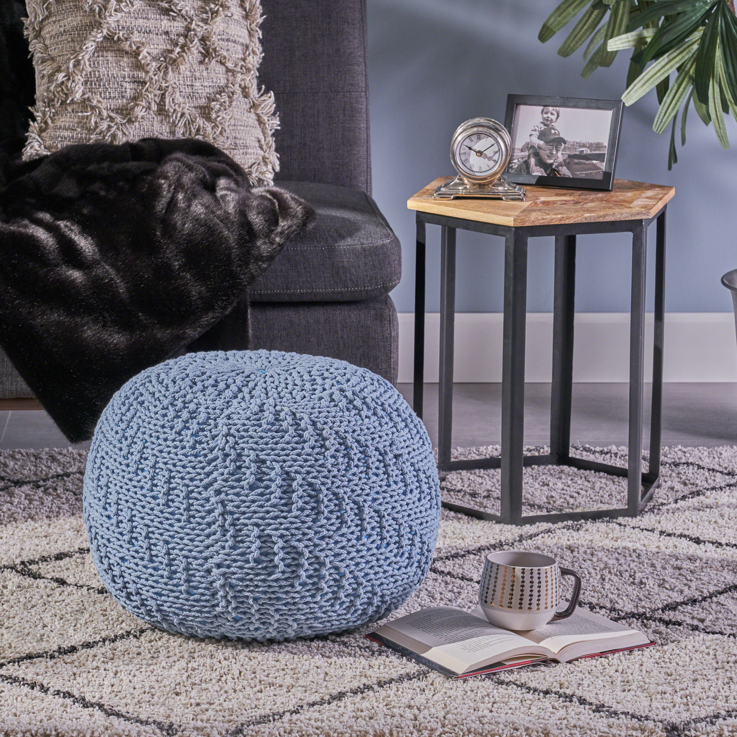 Beryl Knitted Cotton Pouf