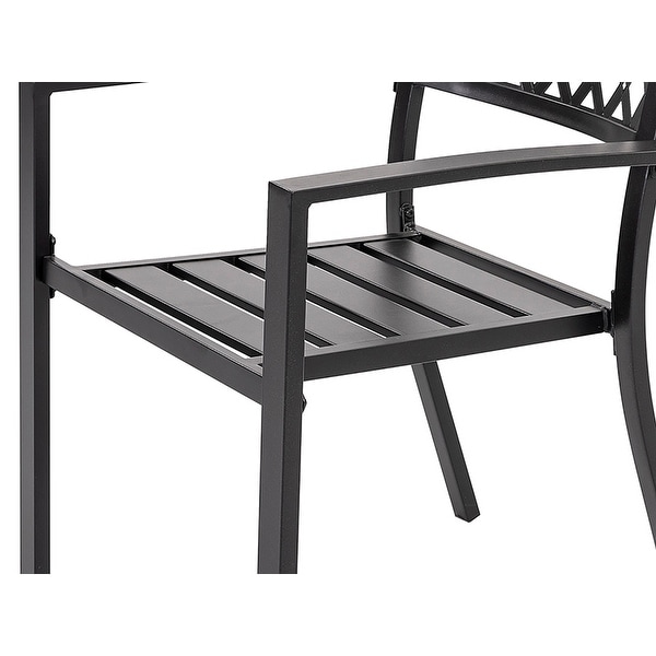 Outdoor 5/7 Piece Dining Set，Iron Finish，Black with Gold Speckles