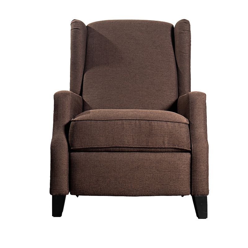 Emma And Oliver Leeds Classic Wingback Design Fabric Upholstered Easy Push Back Recliner