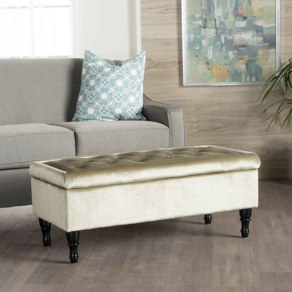 Chantelle Tufted Velvet Storage Ottoman Bench by Christopher Knight Home