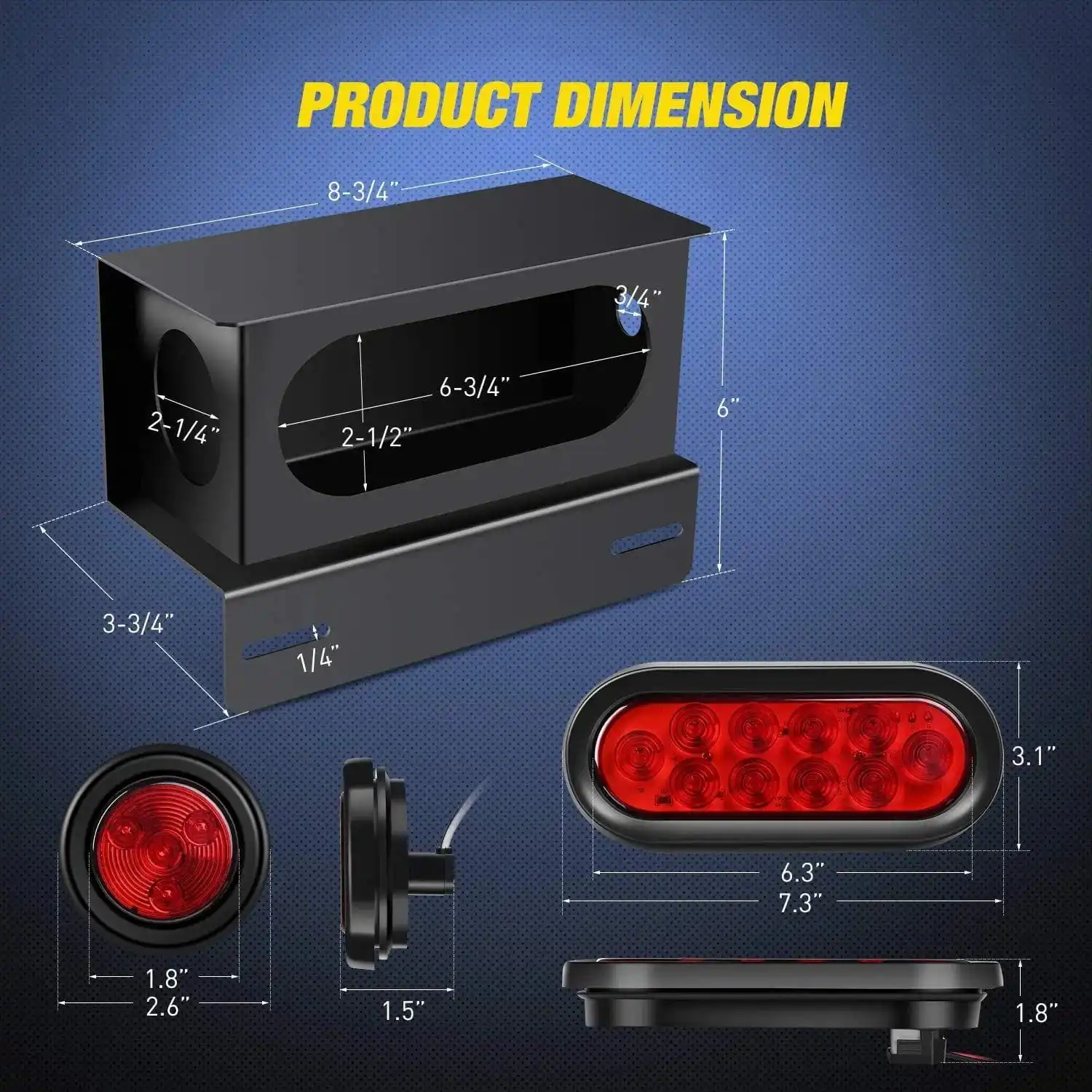Set of 2 Steel Trailer Light Boxes w/6