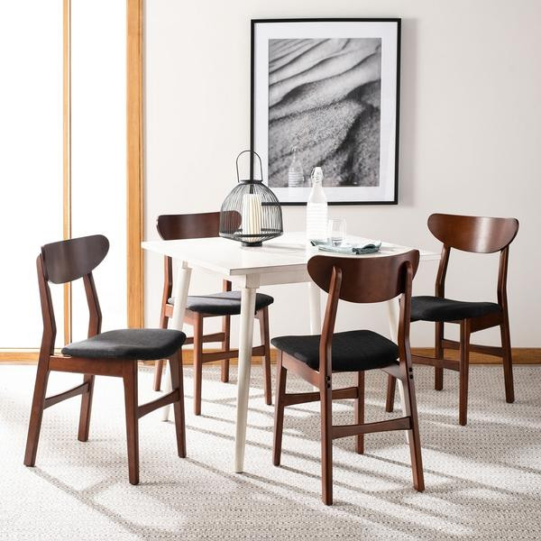 Massell Retro Dining Chair set of 2 Walnut / Black   Midcentury   Dining Chairs   by Peachtree Fine Furniture  Houzz