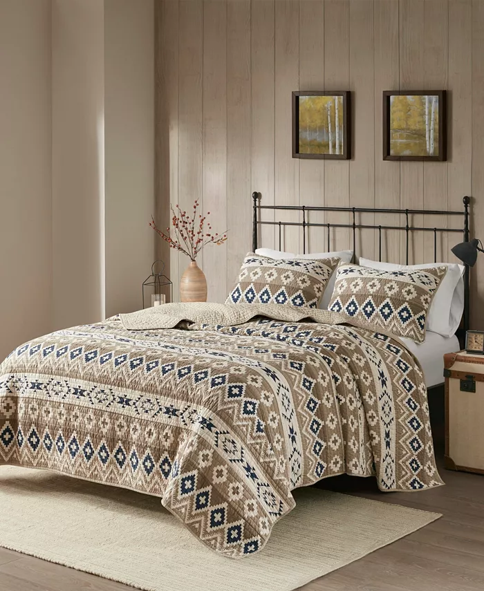 Woolrich Montana Printed Cotton Oversized 3 Piece Quilt Set， Full Queen