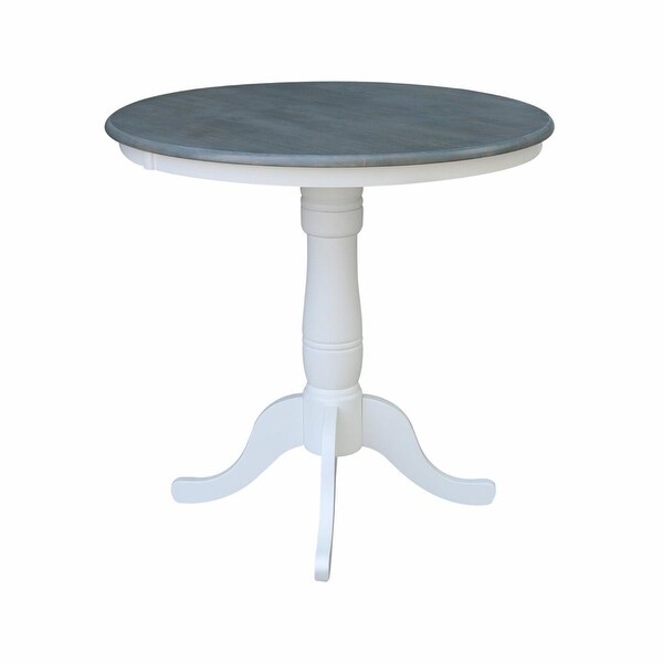 36 in. Round Top 35.1 in. H Pedestal Counter Height Dining Table - White/Heather Gray