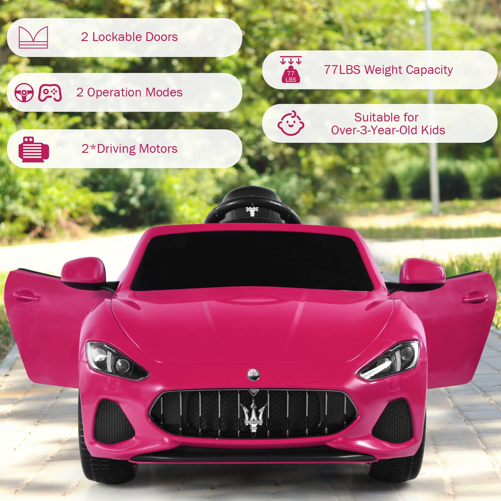 Costzon Ride on Car, 12V Licensed Maserati GranCabio Battery Powered Vehicle w/ Remote Control