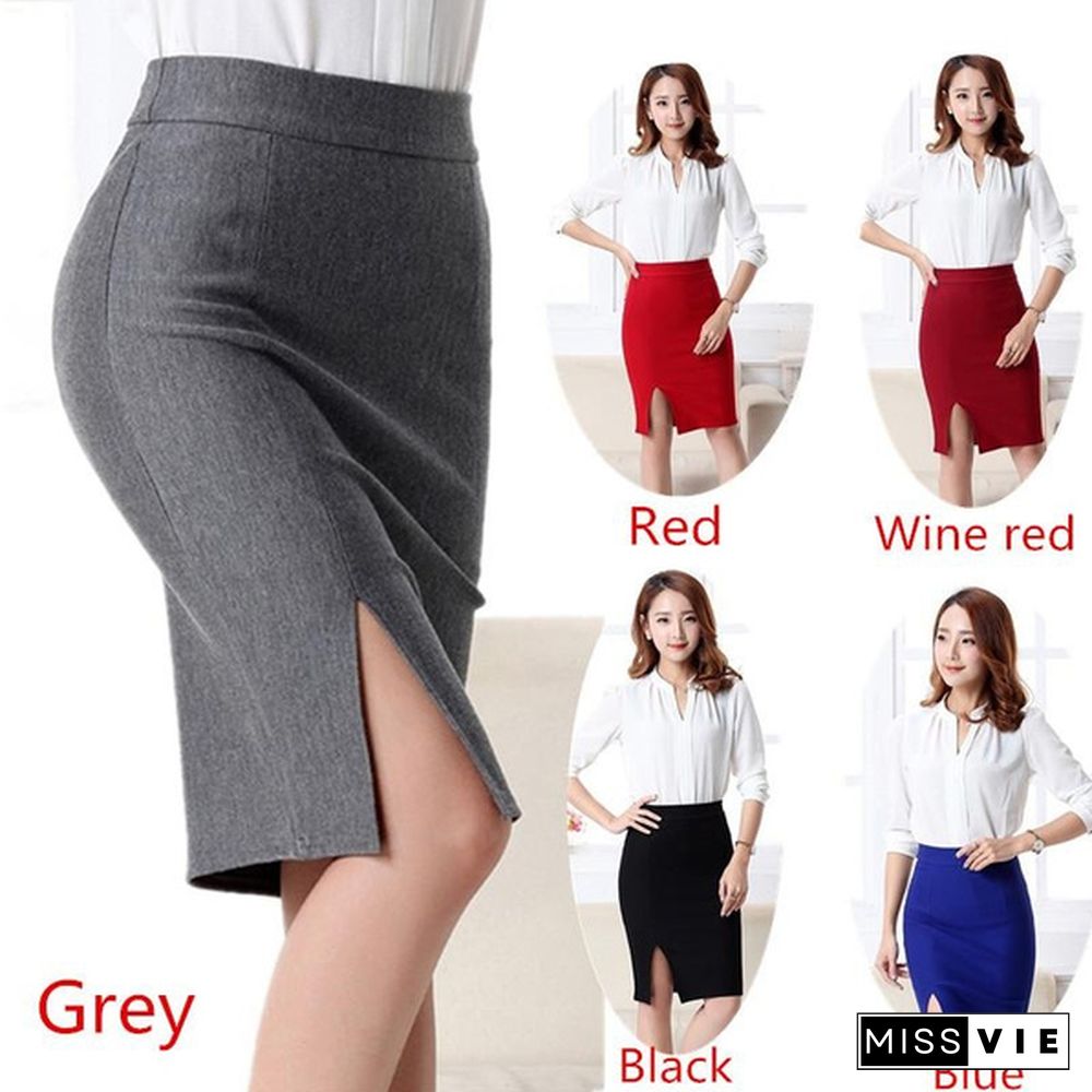 Hot Women's Bodycon High Waist Business Career Office Knee Lenght Pencil Skirt